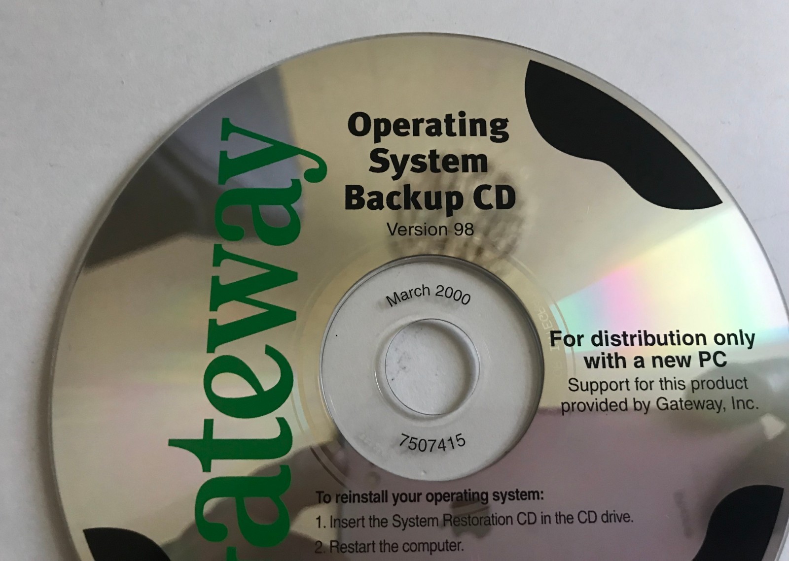 Gateway Operating System Backup CD Ver 98