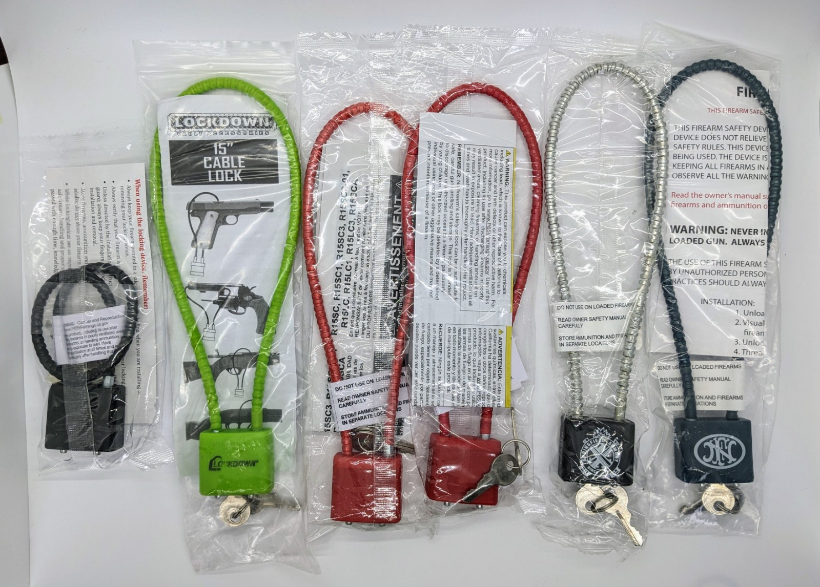 Cable Gun Lock W/ 2 Keys New lot Of 6