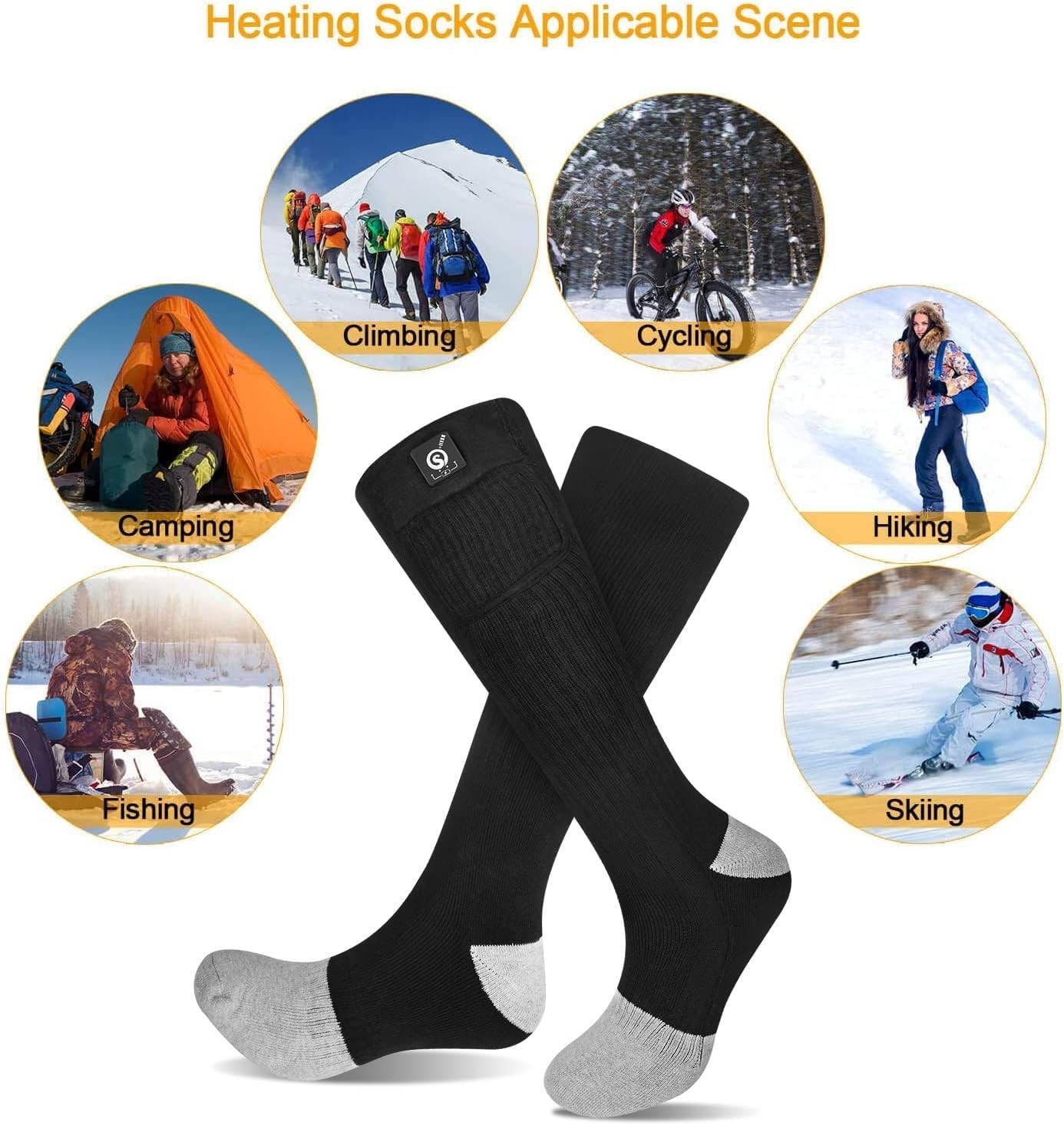 Upgraded Rechargeable Electric Heated Socks,7.4V 2200mAh Battery Powered Cold...