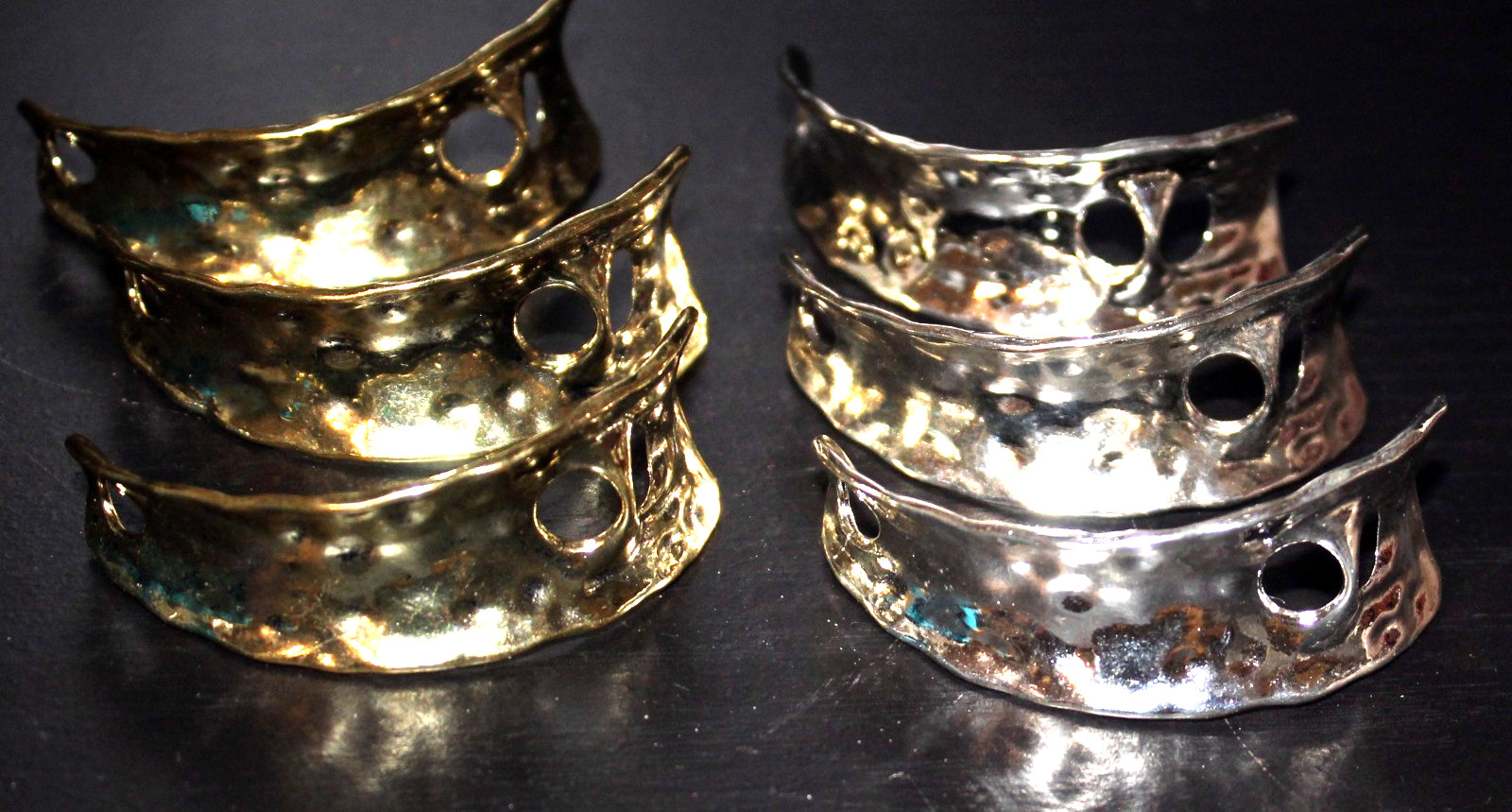 Half Cuff Bracelets - 3 Gold and 3 Silver ... Perfect for any Leather DIY