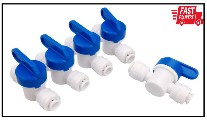 5 Pack 3/8 Inch OD Shut Off Ball Valve Plastic Quick Connect Fittings for Pipe