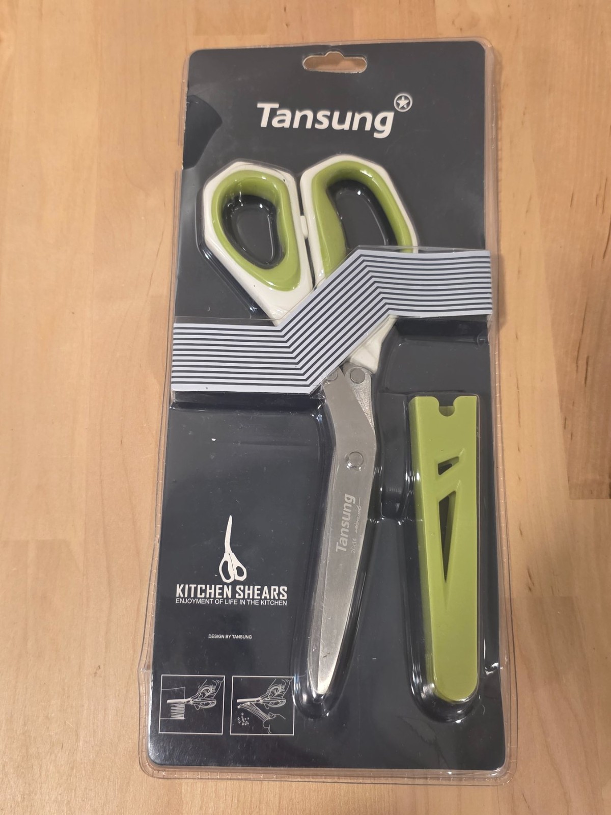 Tansung 5 Blade Herb Scissors Kitchen Shears with Cleaning Comb Green