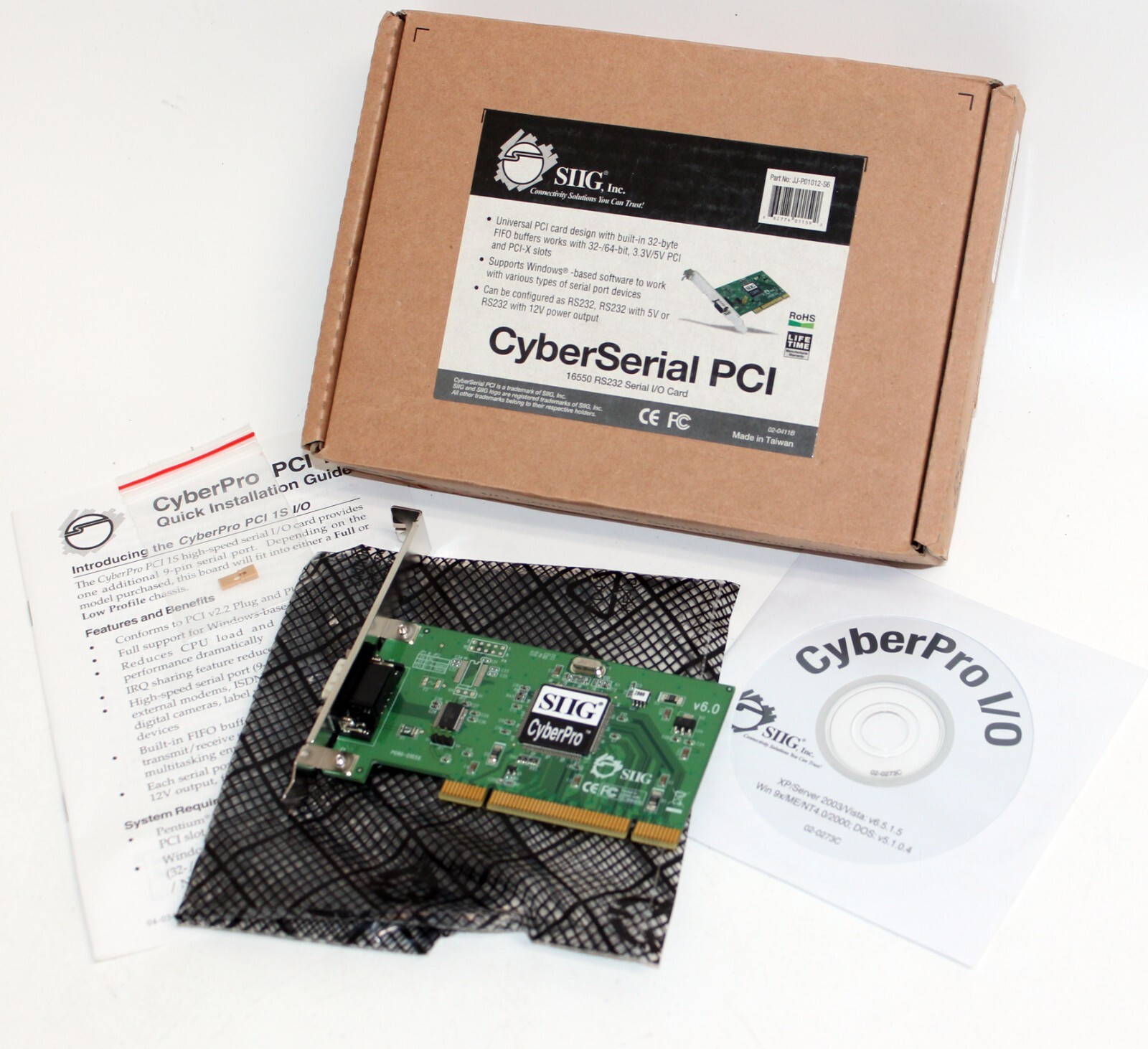 SIIG CyberSerial PCI 16550 RS232 Serial I/O Card JJ-P01012