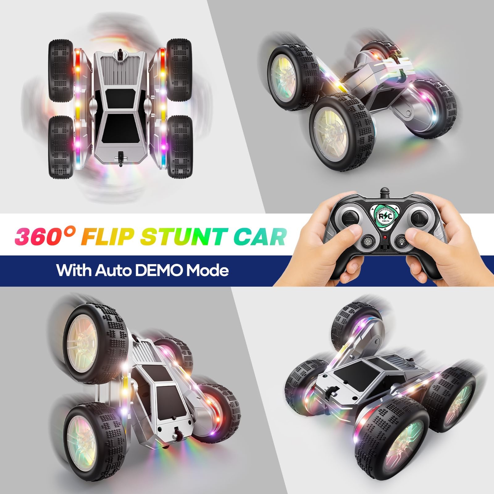 WayEee Remote Control Car for Boys 4-7, 360° Flips Rotating RC Stunt Car with...