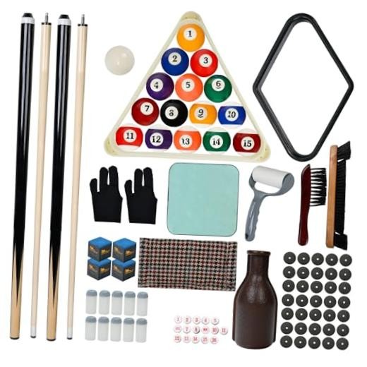 93-Piece Pool Table Accessories Set with Two Pool Sticks with Billiards Balls