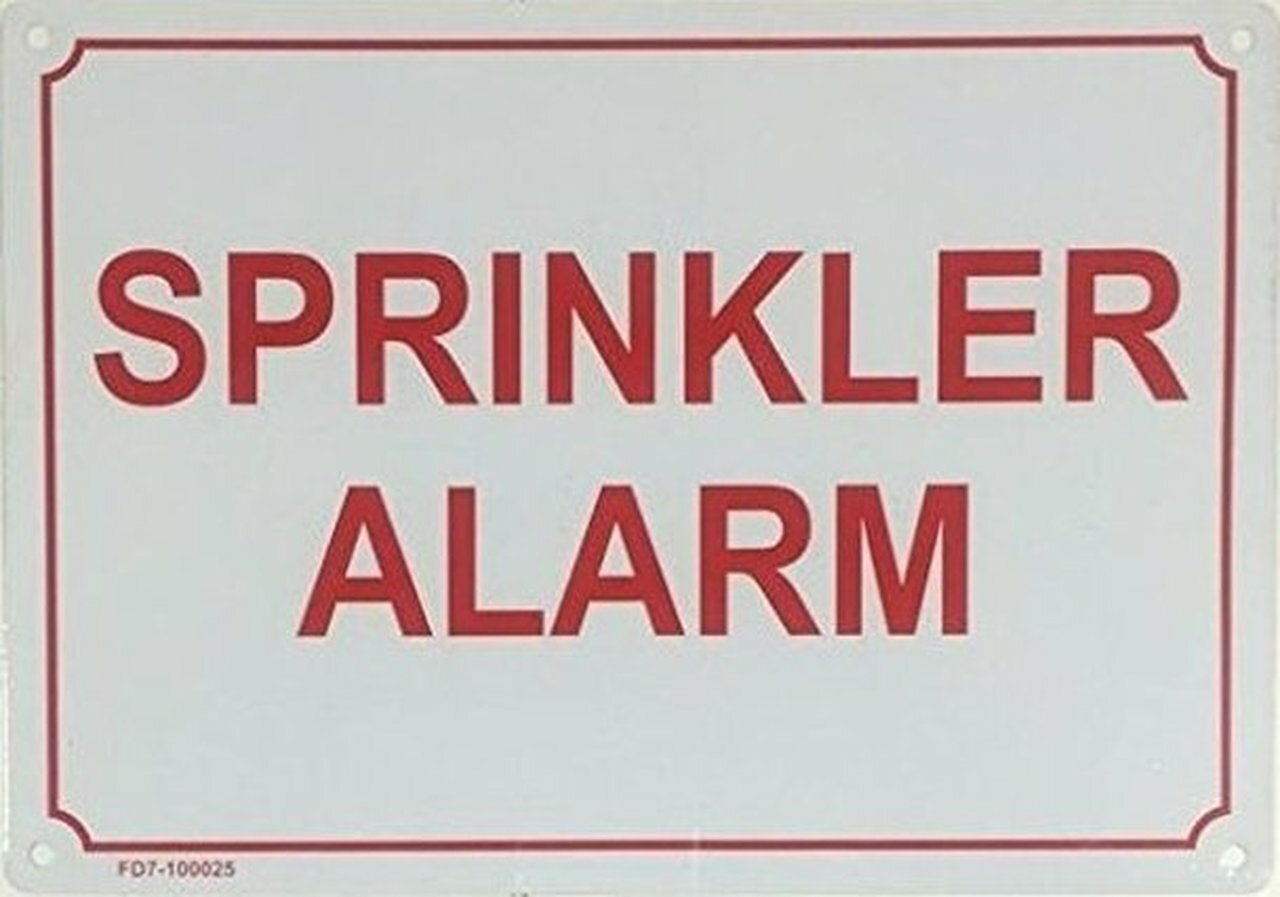 SPRINKLER ALARM SIGN ( ALUMINIUM 7X10 ) ref1020-REF24-1027