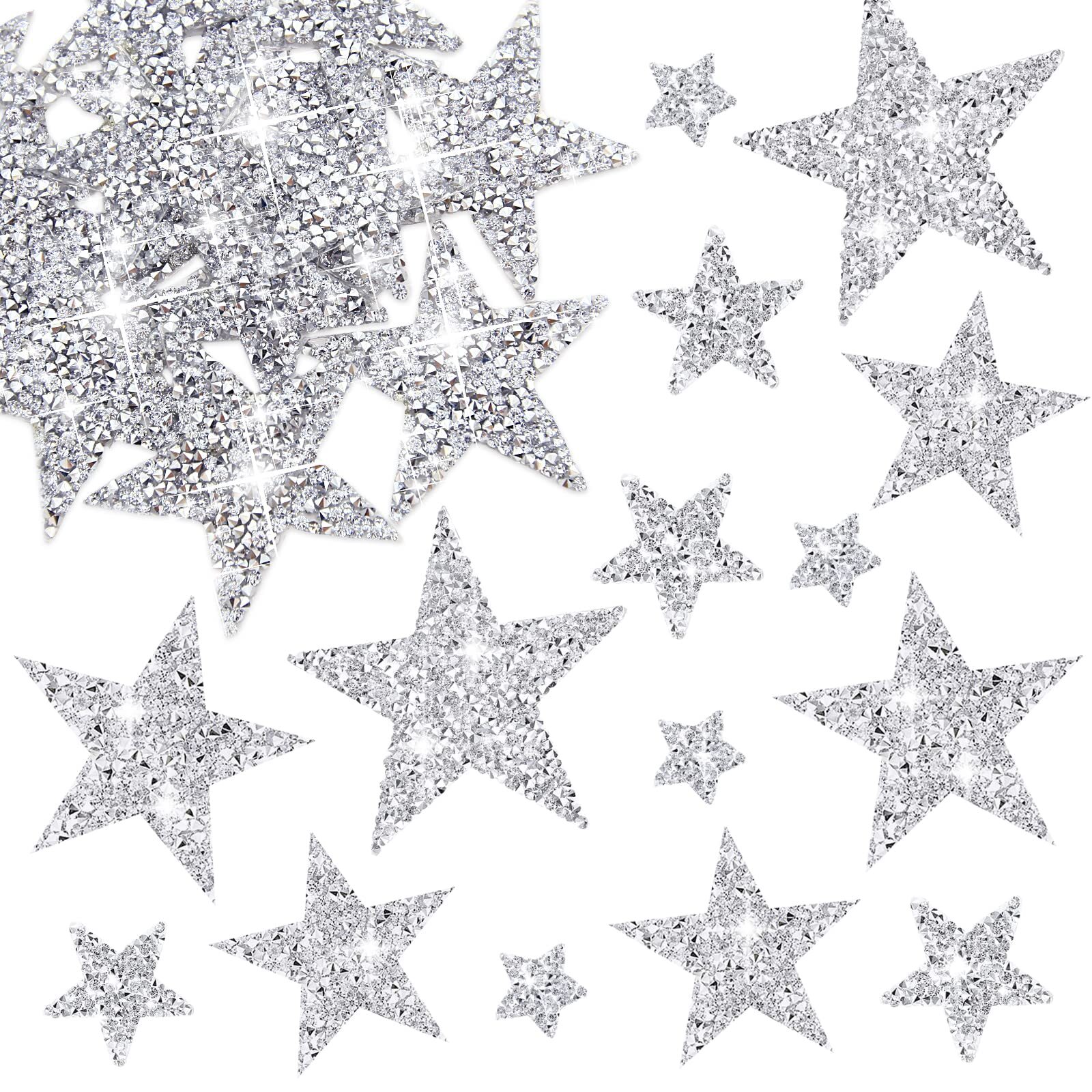 50 Pieces 5 Sizes Star Patches Iron on Star Appliques Rhinestone Iron on Star...