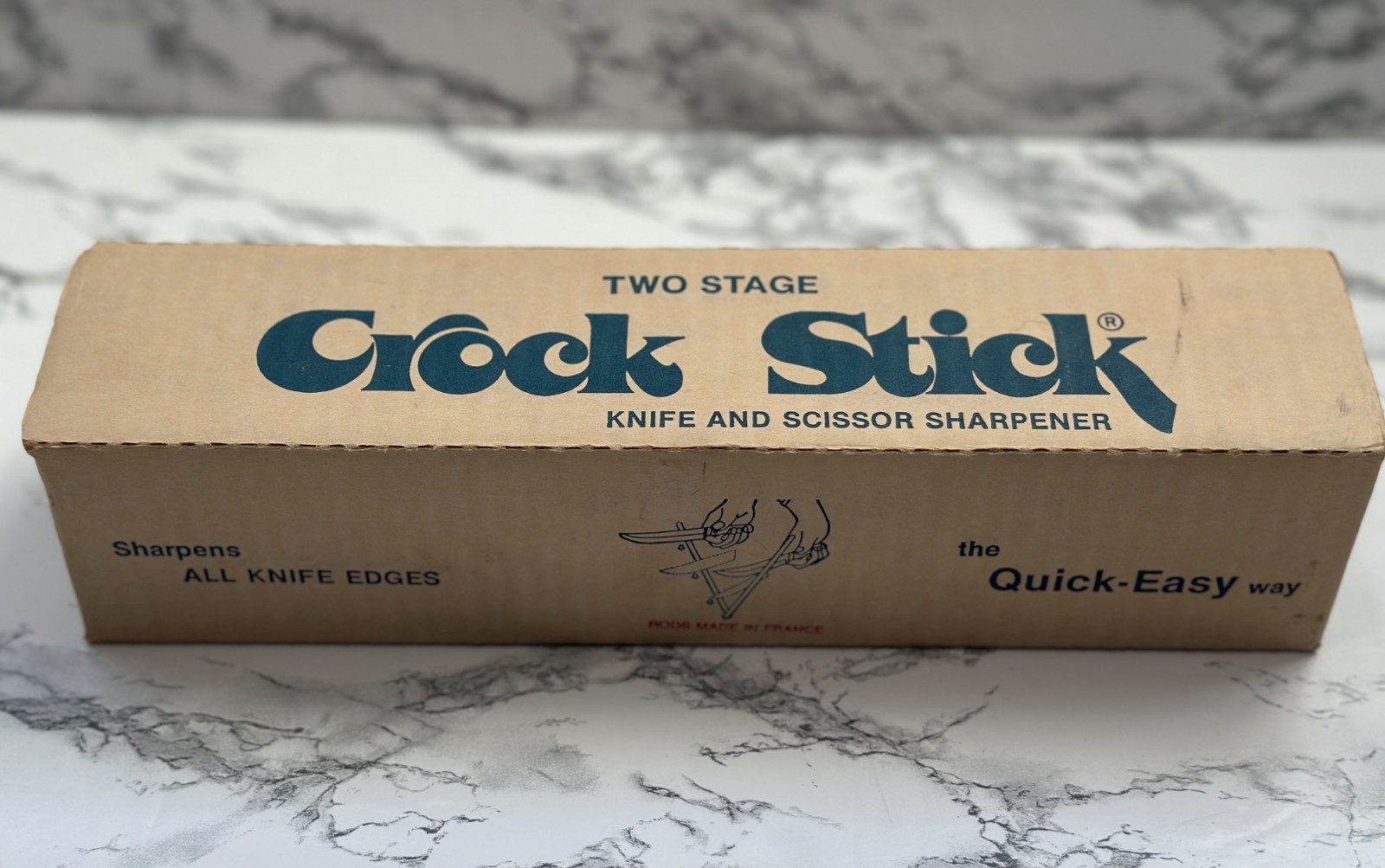 Crock Stick Vintage Knife / Scissor Sharpener NIB Two Stage 4 Rods Wood Base FS