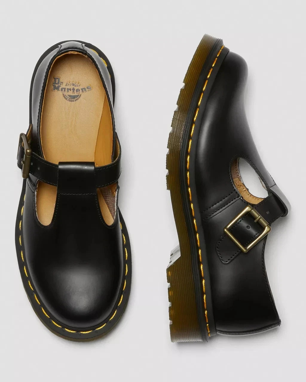 Dr. Martens Polley 14852001 Flats Women 8 Black Leather Mary Jane Shoes