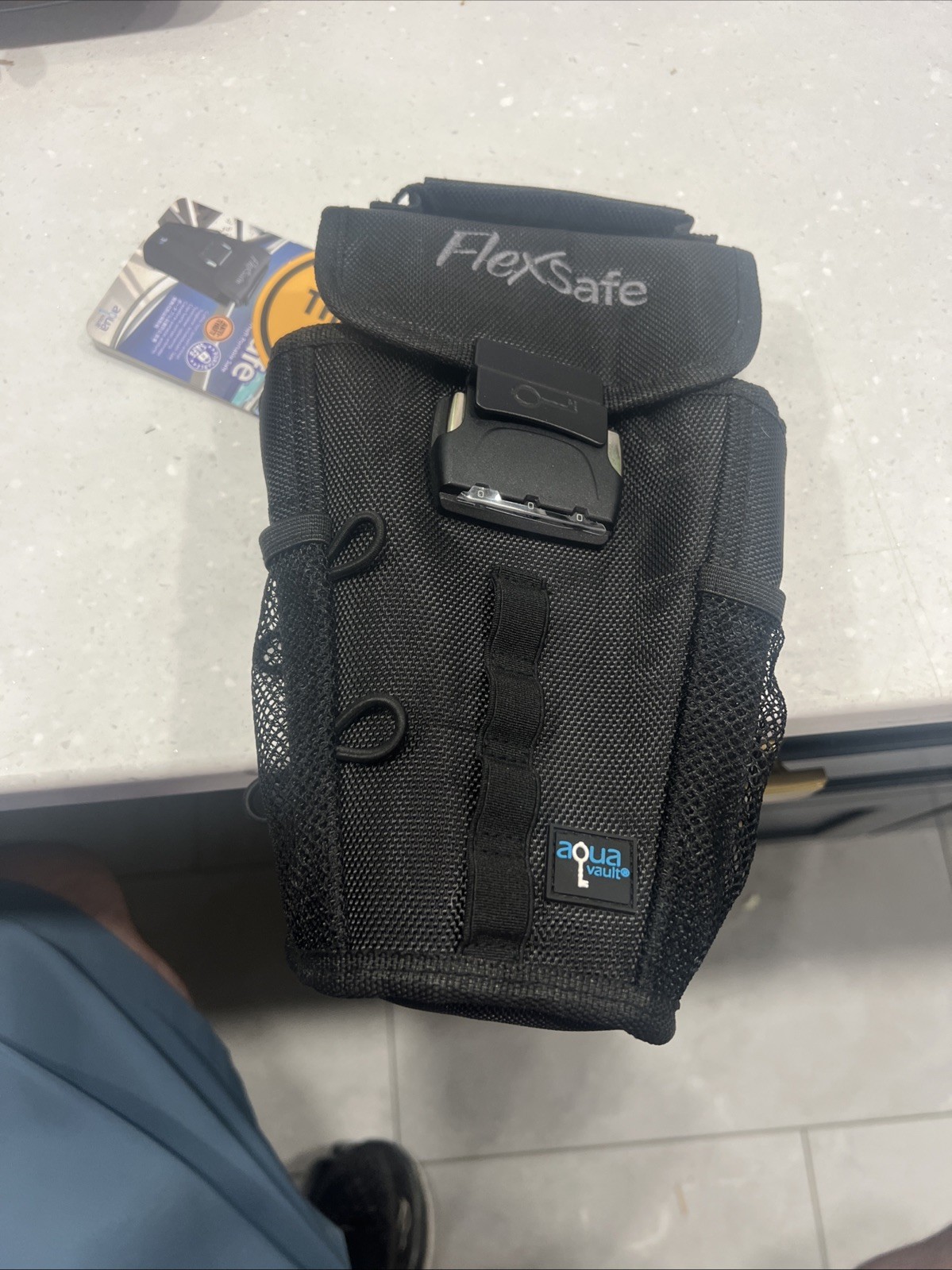 Aqua Vault FlexSafe Anti Theft Portable Safe Travel Lock Bag Black Brand New I