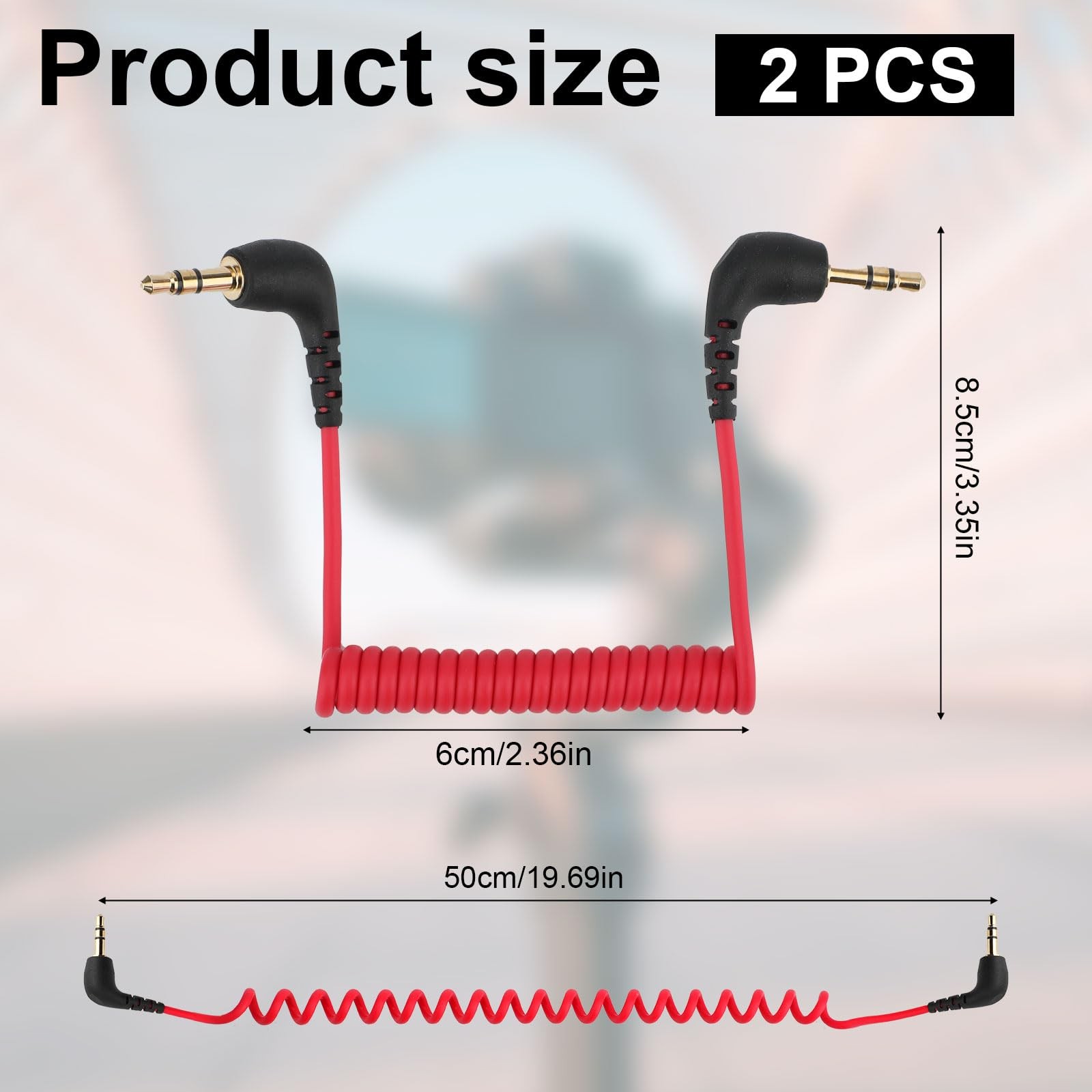 BTFO 2pcs 3.5mm Microphone Cable, Camera Audio Cable TRS Coiled Dual...