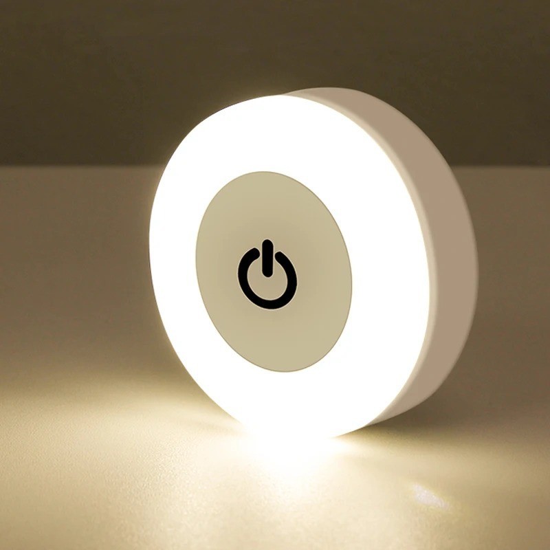 LED Touch Sensor Night Light USB Rechargeable Magnetic Wall Lamp Round