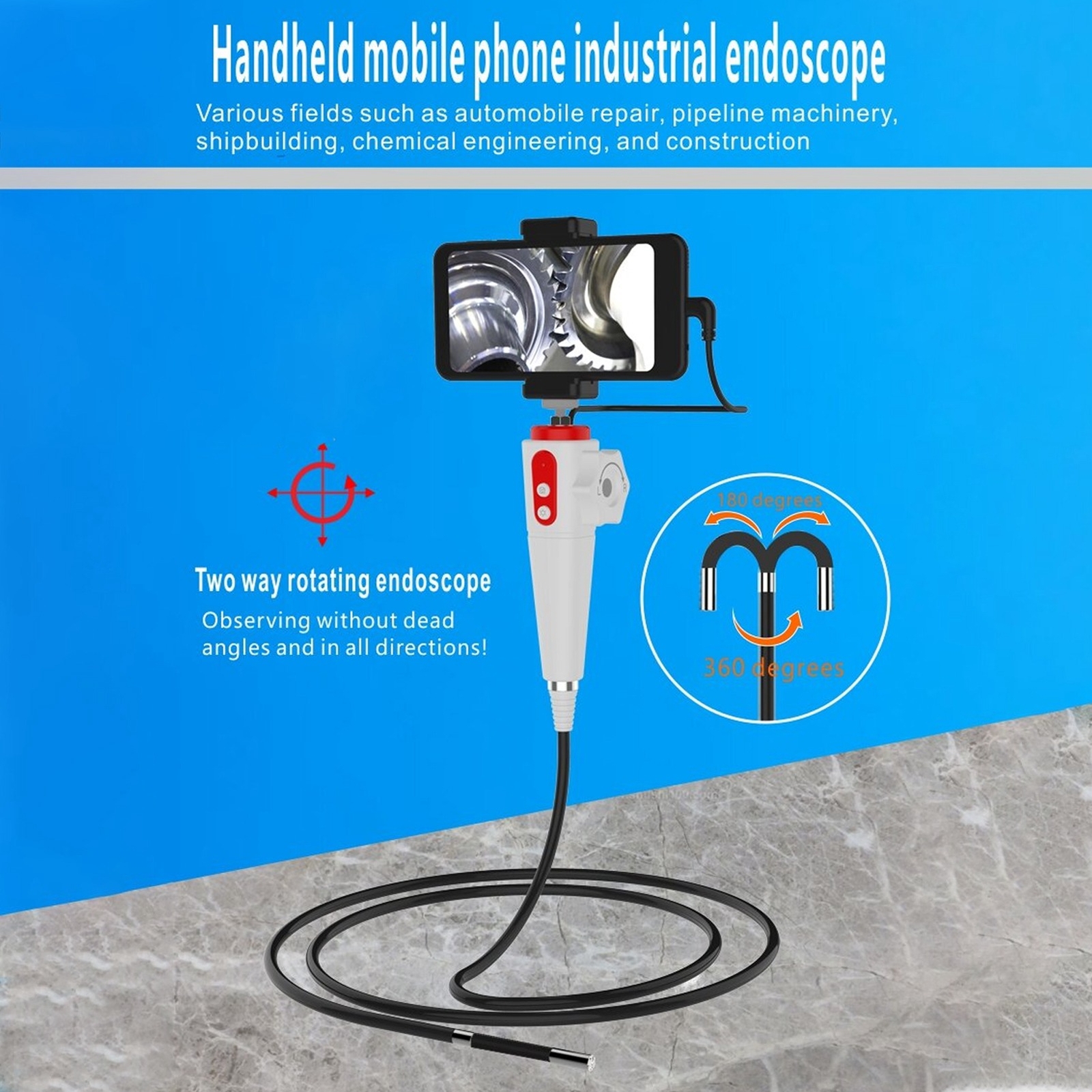 Portable Two Way Articulating Borescope HD Endoscope for Industrial Inspection