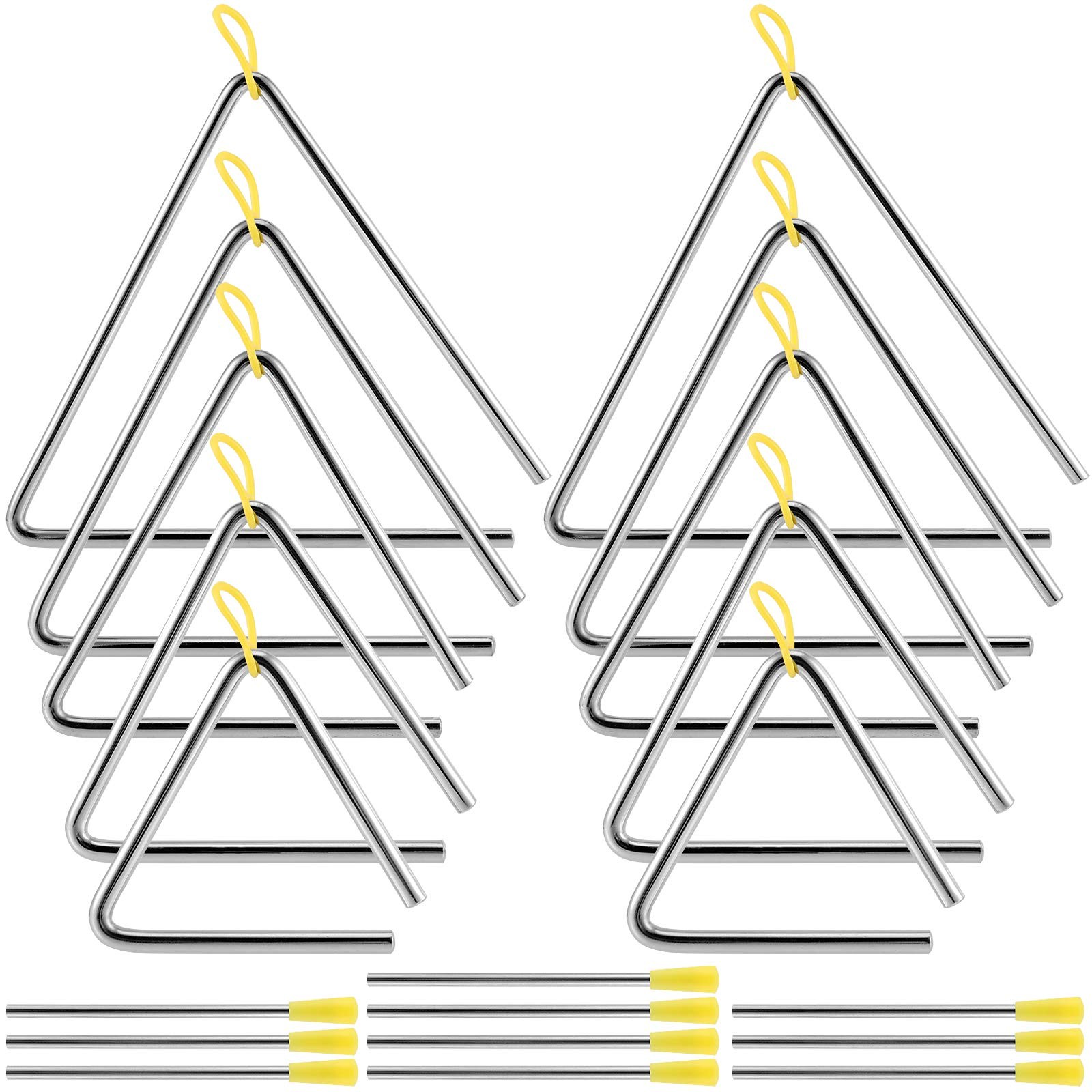 ZEONHAK 10 Pack Triangle Instrument, 4, 5, 6, 7, 8 inch Musical Random color