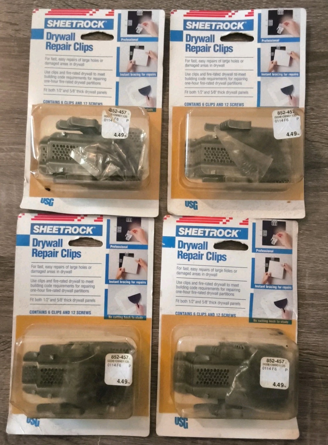 4 Boxes Of Sheetrock Drywall Repair Clips  6 in 1 Pack of screws