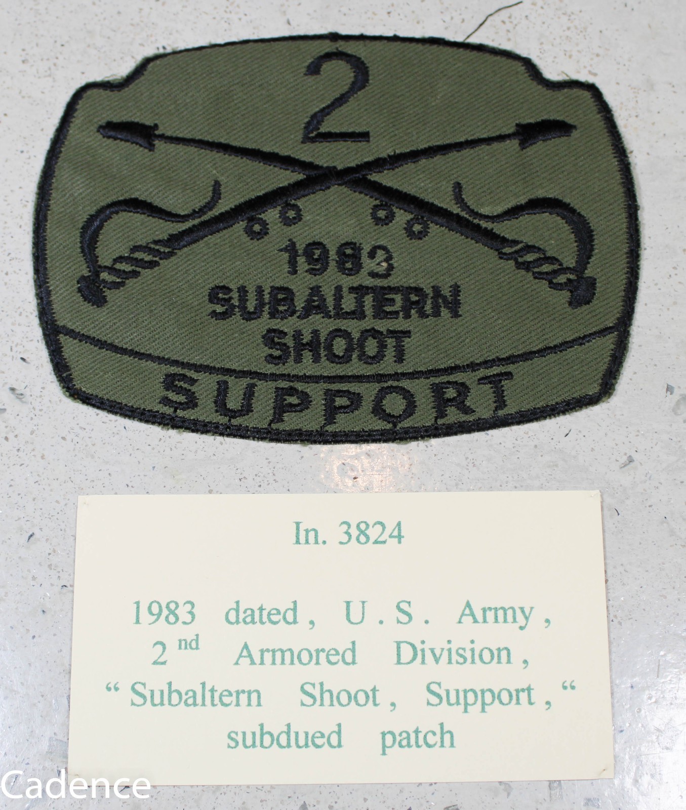 US Vietnam Era 1983 2nd Armored Division Subaltern Shoot Support Patch B541