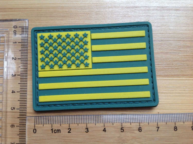 3D PVC AMERICAN FLAG USA US FLAG TACTICAL RUBBER HOOK LOOP PATCH FOREST YELLOW