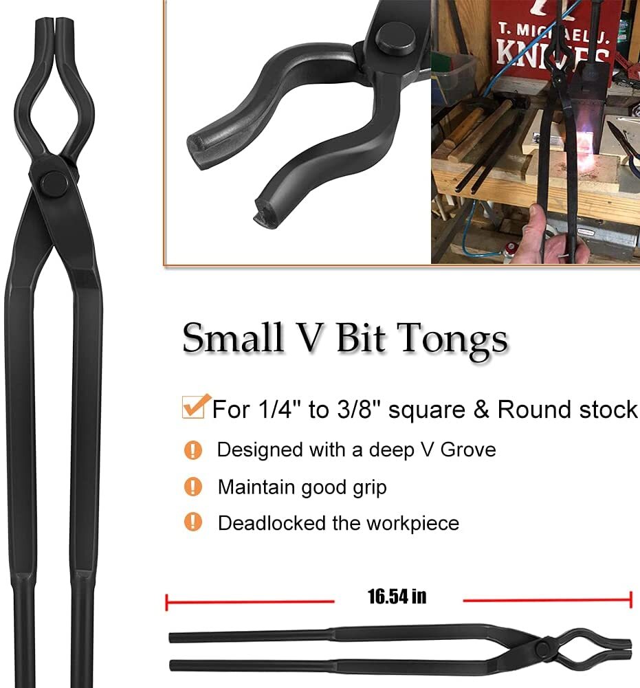 8Pcs Blacksmith Tongs Expert Replacement Tongs/Blacksmith Starter Tool Hook Jig