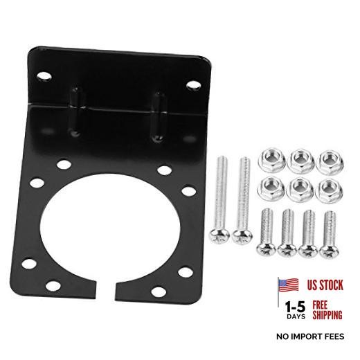 Black Gloss Finish Metal Mounting Bracket for 7-Pin Trailer Connector Socket