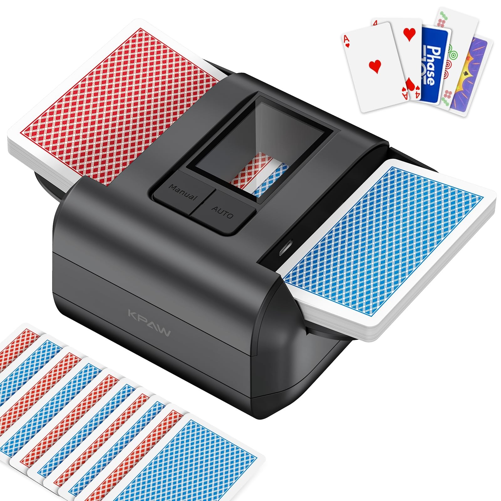 Automatic Card Shuffler  OnePress AUTO & Manual Mode, Electric Shuffling Mach...