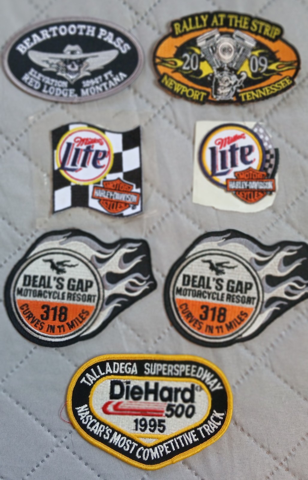 Harley Davidson Motorcycle Lot of 7 Biker Patches  1995 Die Hard 500 Talladega
