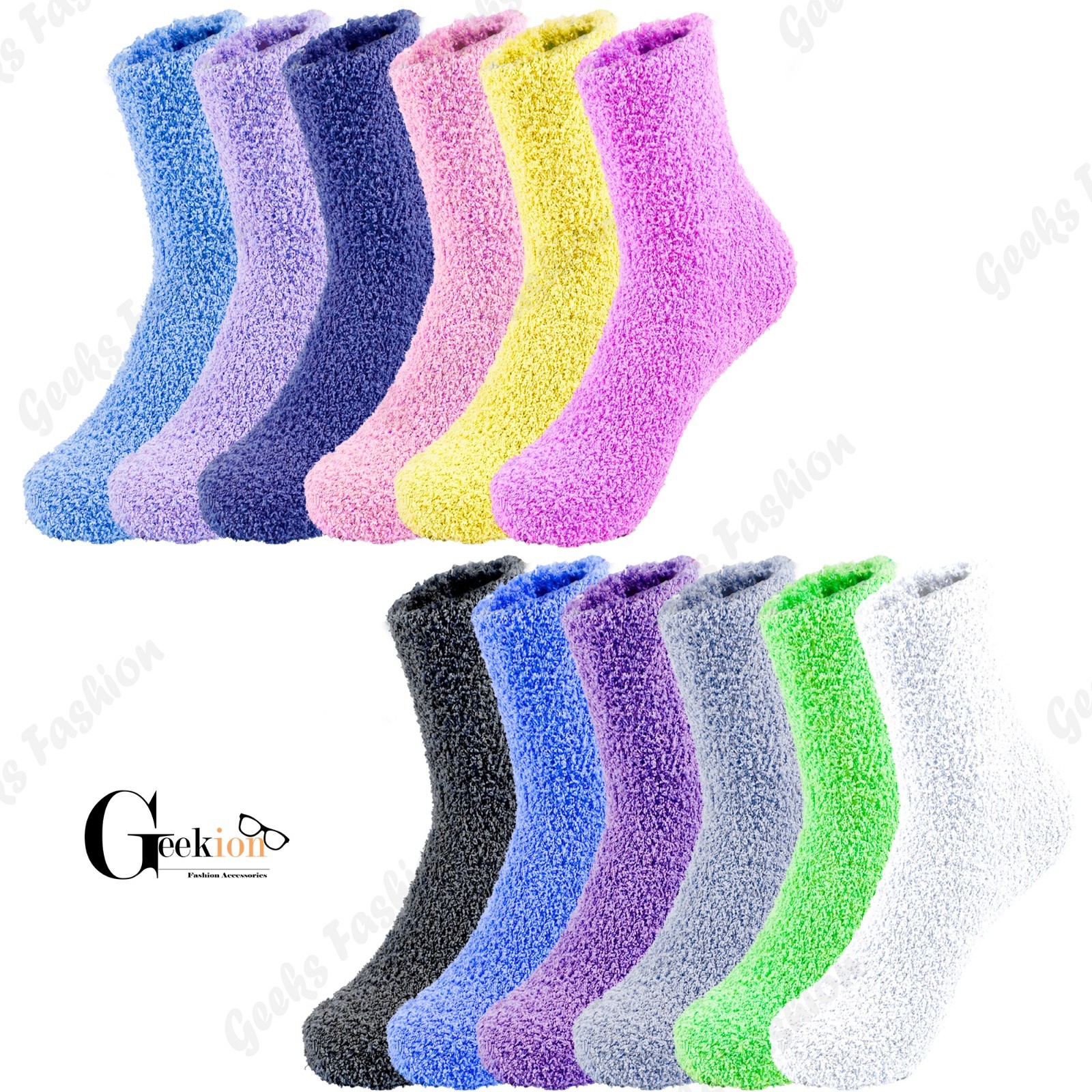 Lot 1-12 Women Winter Soft Cozy Fuzzy Warm Crew Socks Non-Skid Home Slipper 9-11