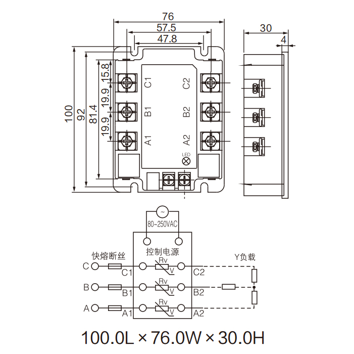 AOYI Three-phase Solid State Relay SSR3-40AA 40A Non-contact Relay 40A Module