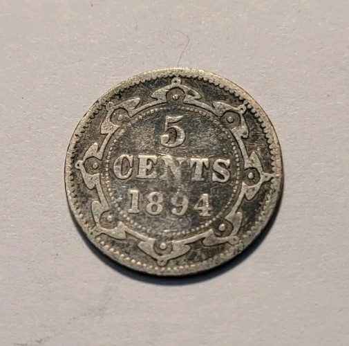 1894 Newfoundland Canada 5 Cents  Silver Coin