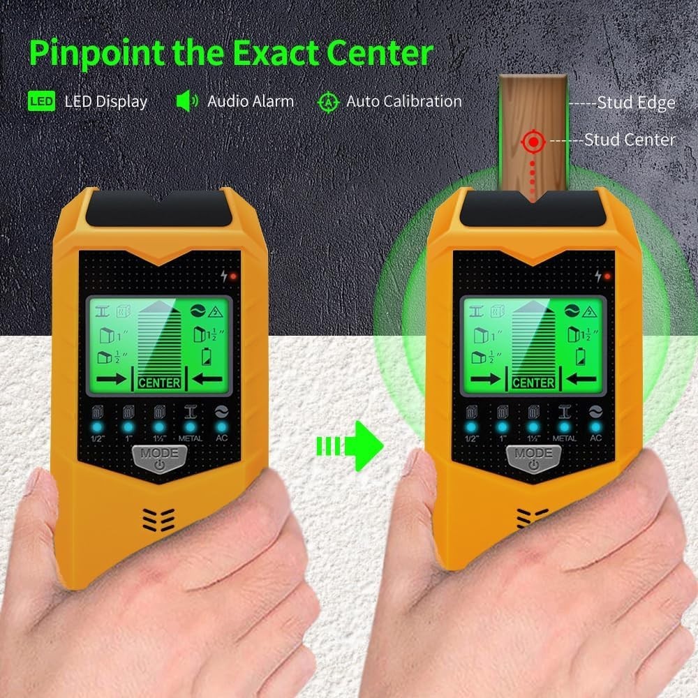 Stud Finder Wall Scanner, 5-in-1, Live Wire Detection, HD LCD Display