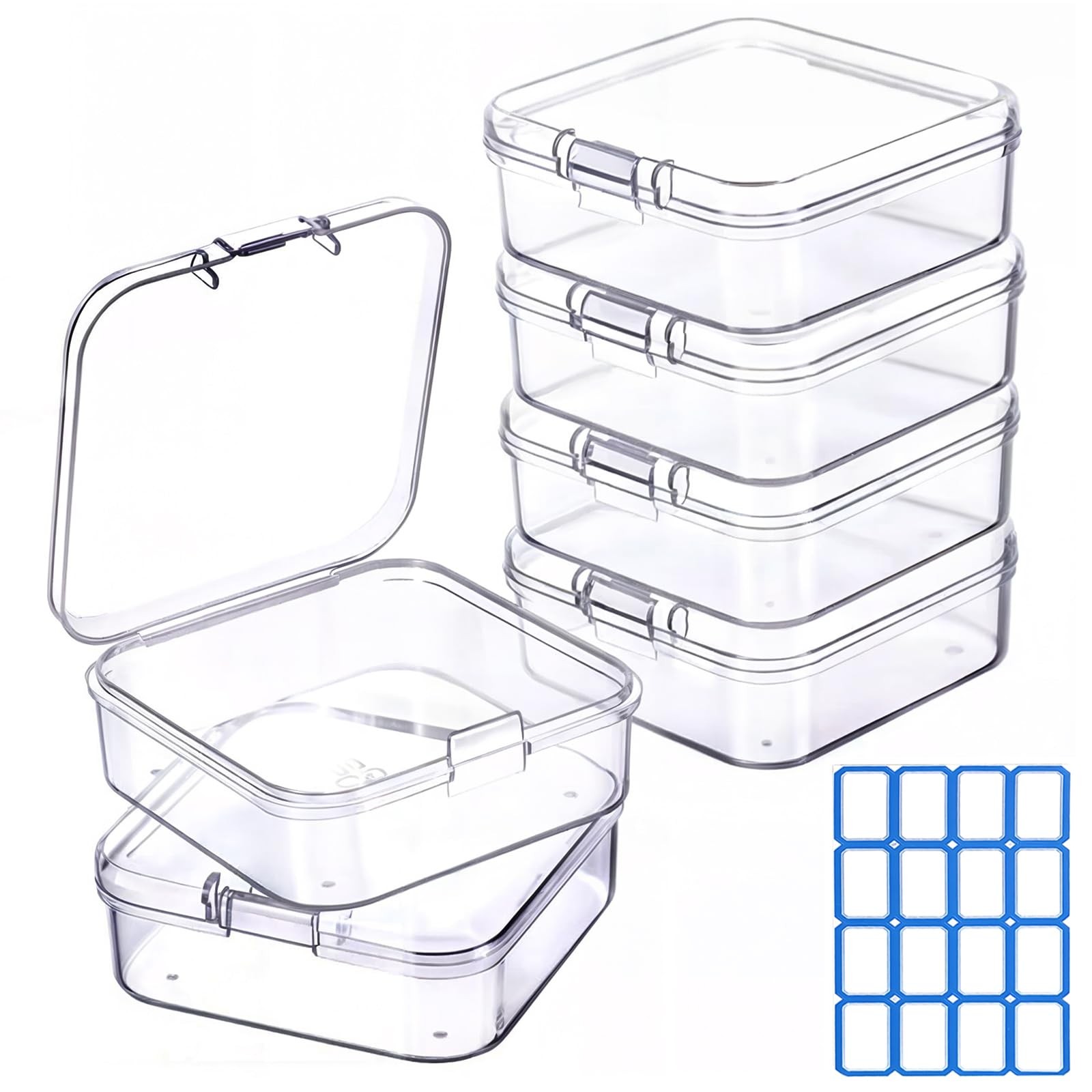 DUOFIRE Bead Organizer 6 Pack Clear Small Plastic Containers 2.1x2.1x0.8in | ...