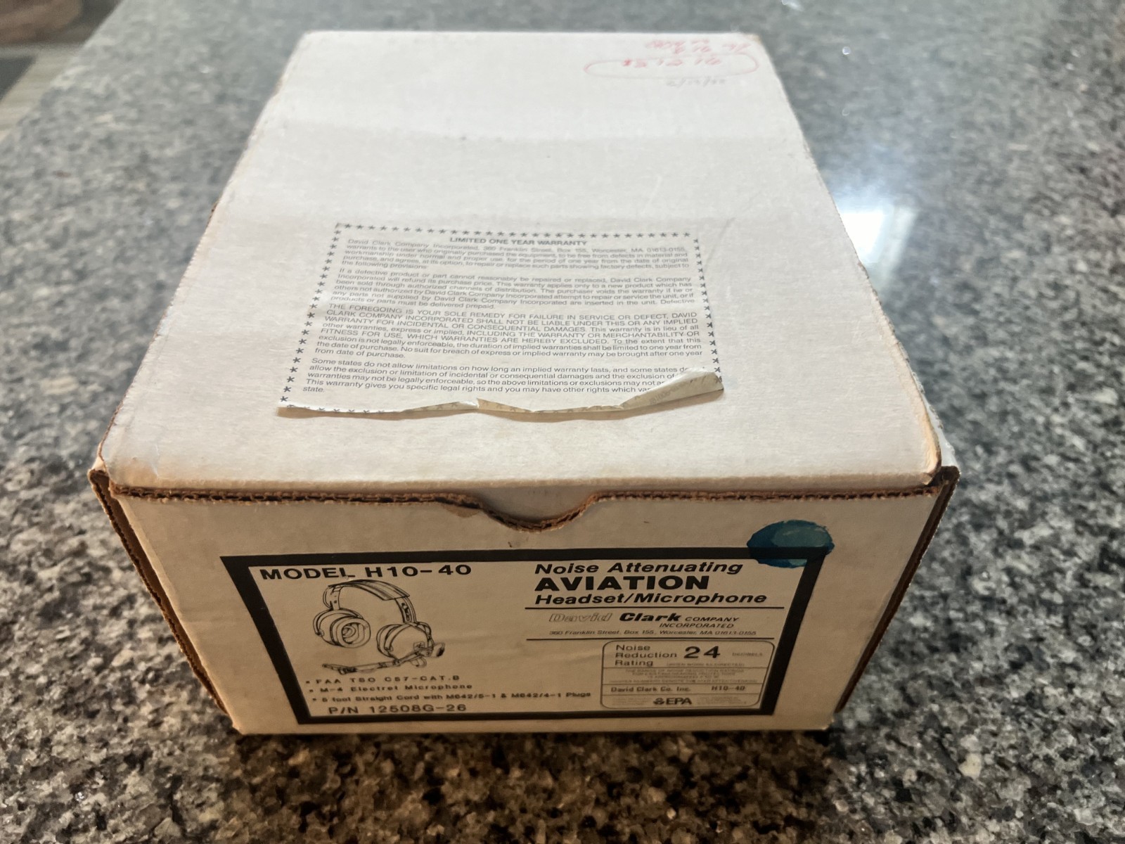 David Clark Model H10-40 Aviation Headset with M4 Microphone With Box