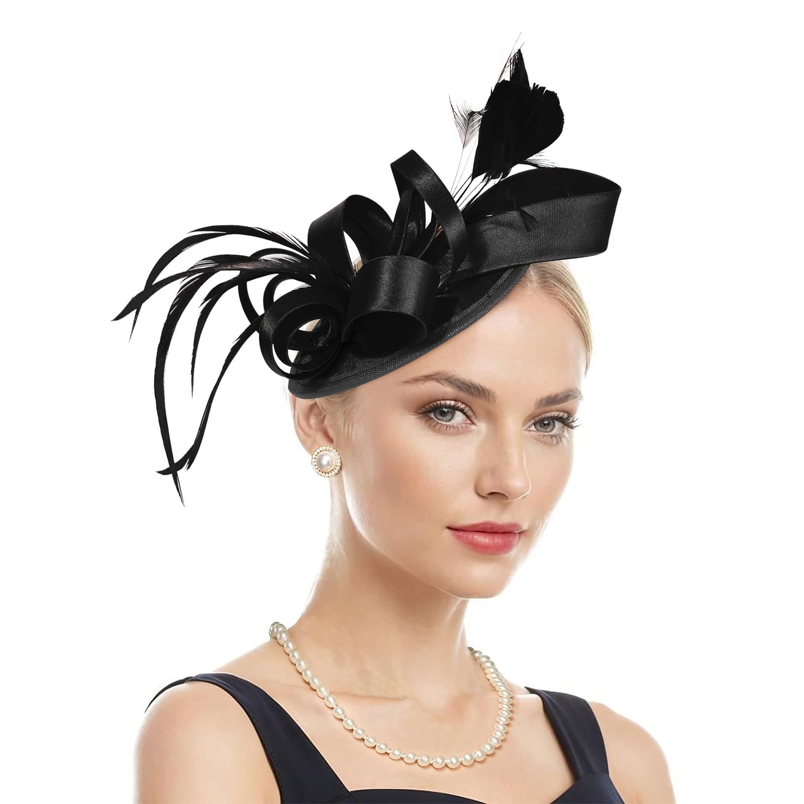 Zando Fascinators Hats for Women Tea Party Hat Ribbons One Size, Ribbon Black