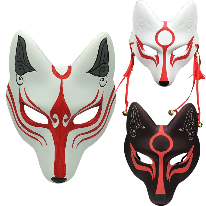 PU Foam Kitsune Mask for Christmas Masquerade Ball Party,Kabuki Costume Masks