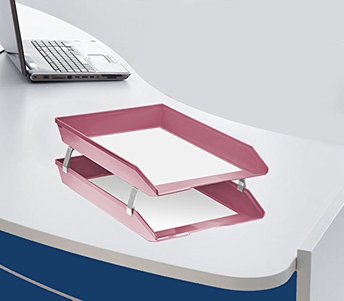 Acrimet Facility 2 Tiers Double Letter Tray Front Loading Design (Solid Pink)