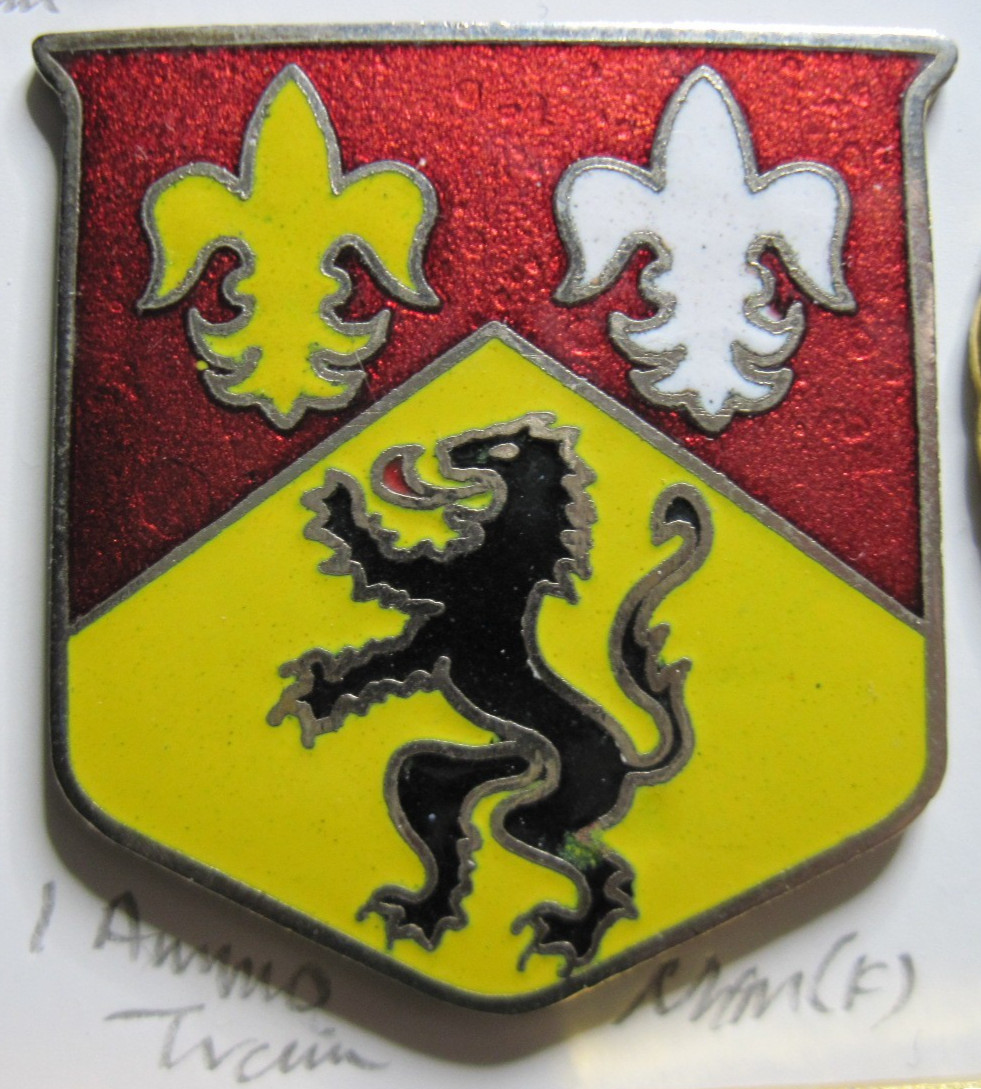 Army crest DI DUI cb clutchback  1st AMMO TRAIN  ammunition nhm Foreign made