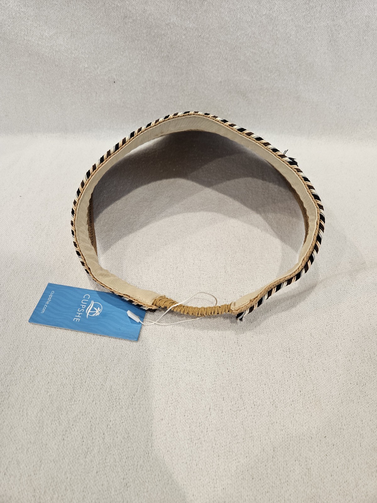 Cupshe Tan Straw Visor with Black Tassel and Multicolor Braid