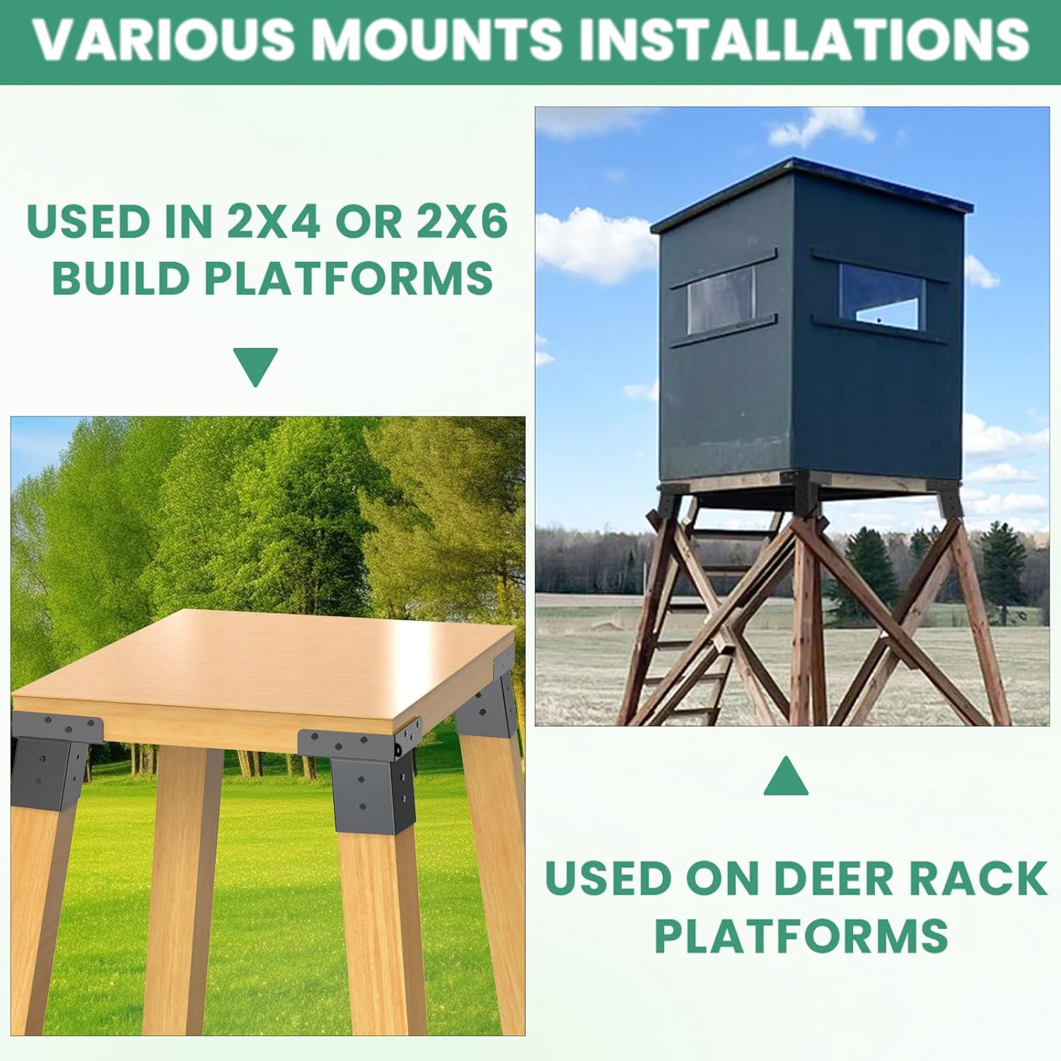 4Pcs Deer Stand Brackets 4x4 Elevator Hunting Platform Tree House Supports
