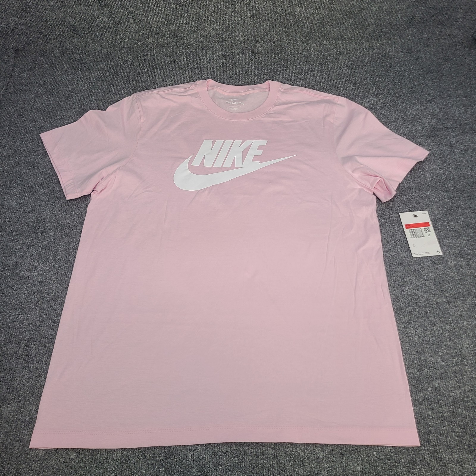 Nike Shirt Mens Large Light Pink White Futura Logo Sportswear Cotton Tee