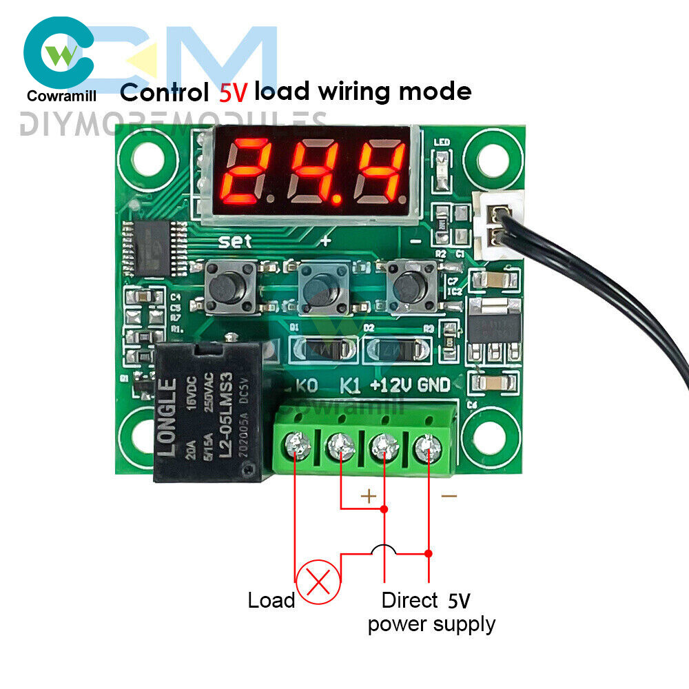 W1209 DC 5V Thermostat Temperature Red LED Switch Thermometer Controller Probe