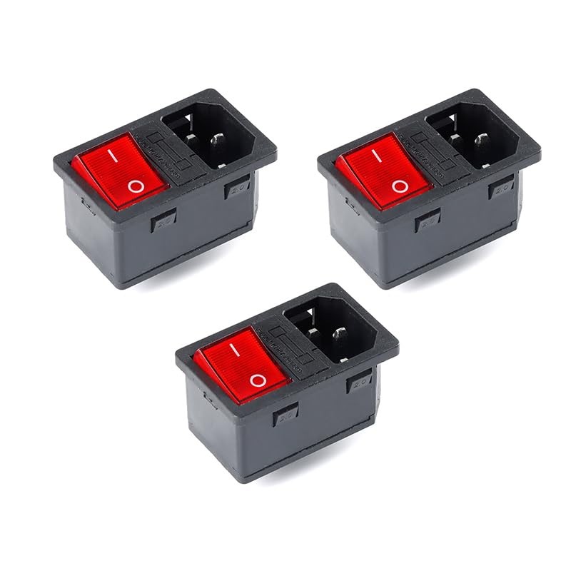 AC-14-F16 3PCS 10A 250V KCD4 Copper Power Socket Fuse 3Pin Outlet