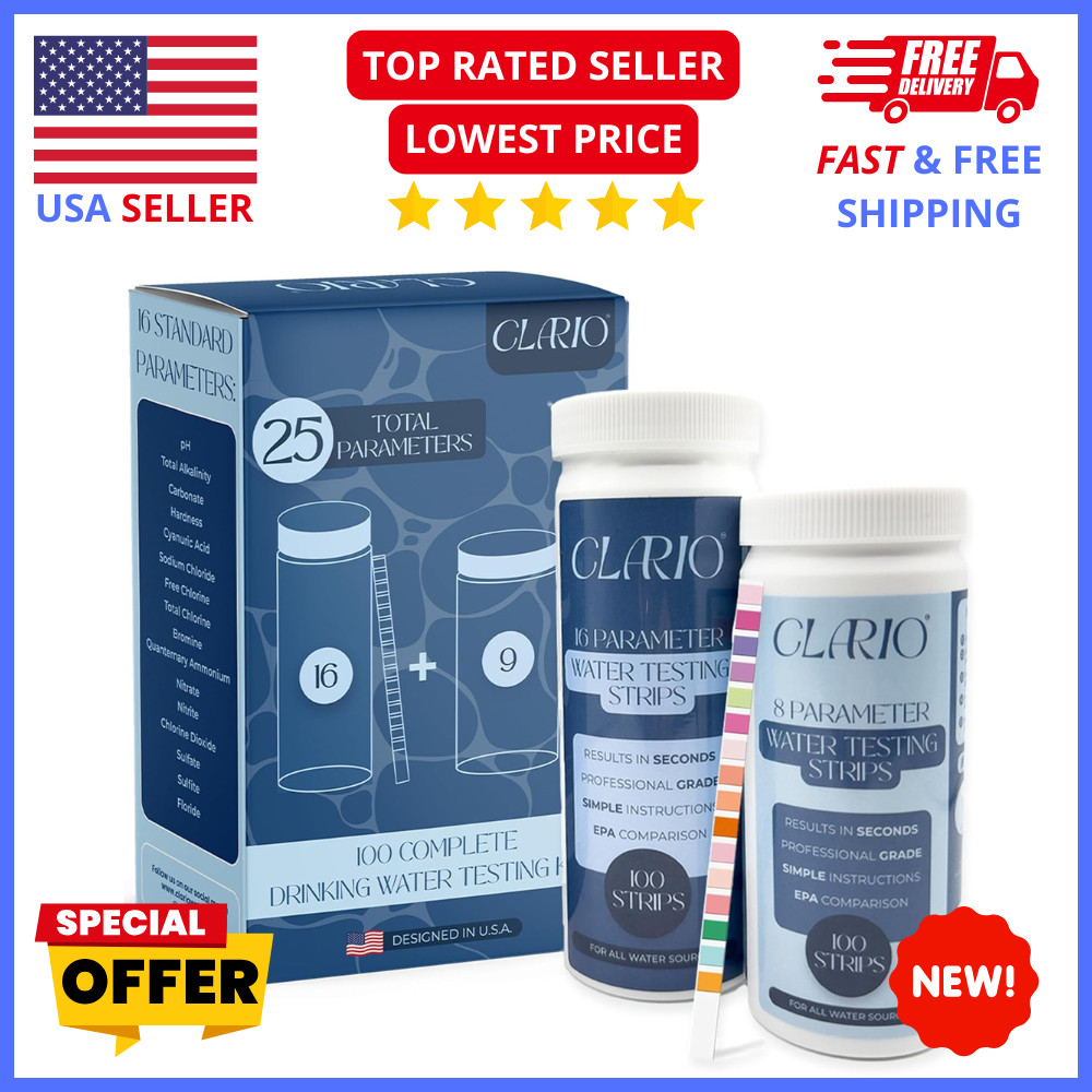 25 in 1 Drinking Water Test Kit Strips Lead Chlorine Hardness pH Home Tester