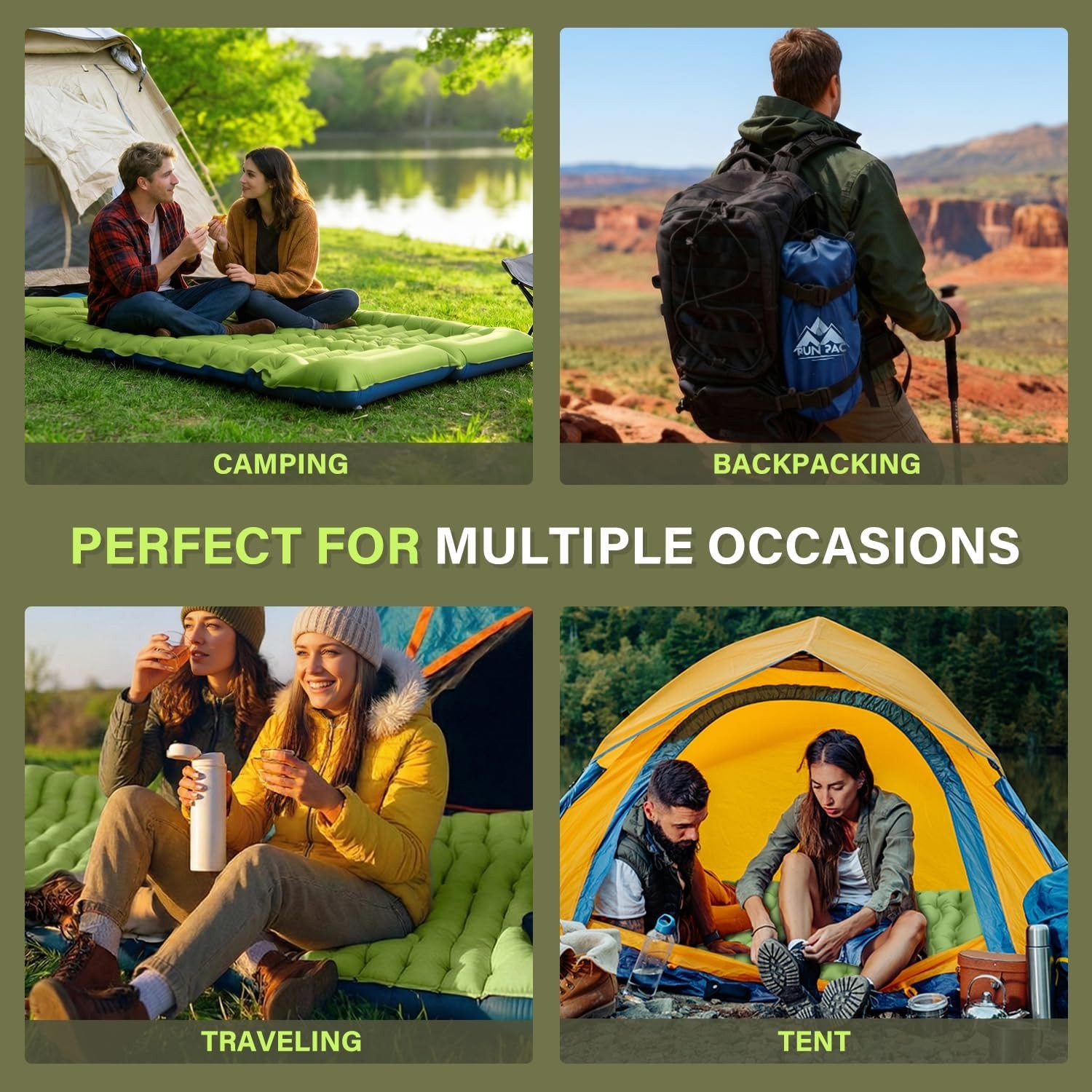 Compact Self-Inflating Sleeping Pad with Pillow for Backpacking & Tent Camping