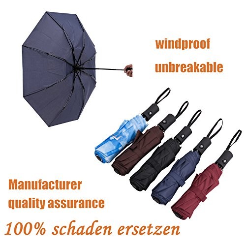 SY Compact Travel Umbrella Windproof Auto Open 8-Rib