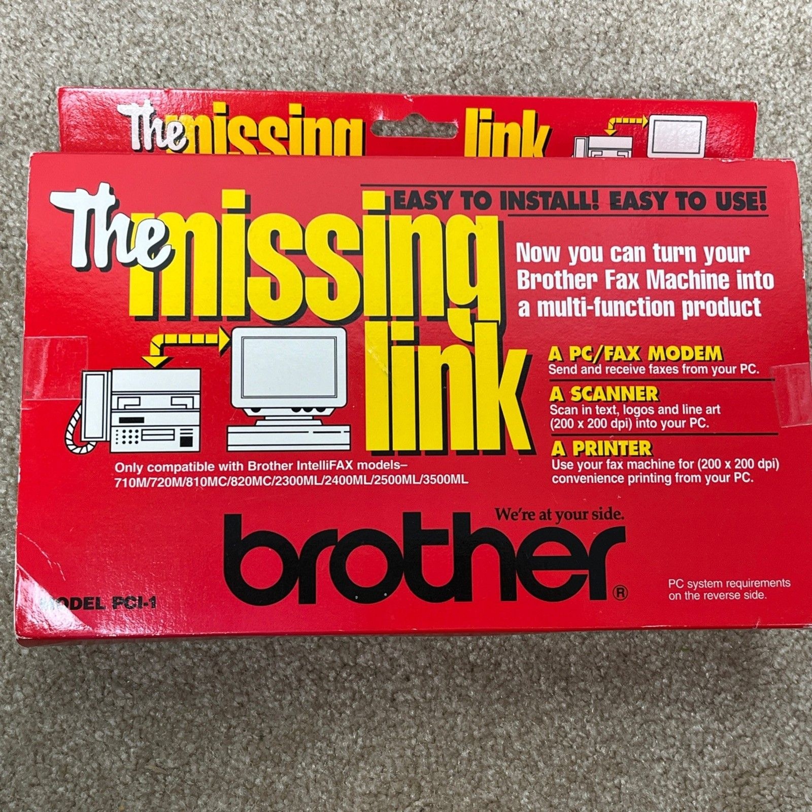 VTG Sealed Brother Missing Link Model PCI-1 Modem Fax Scanner Printer Software