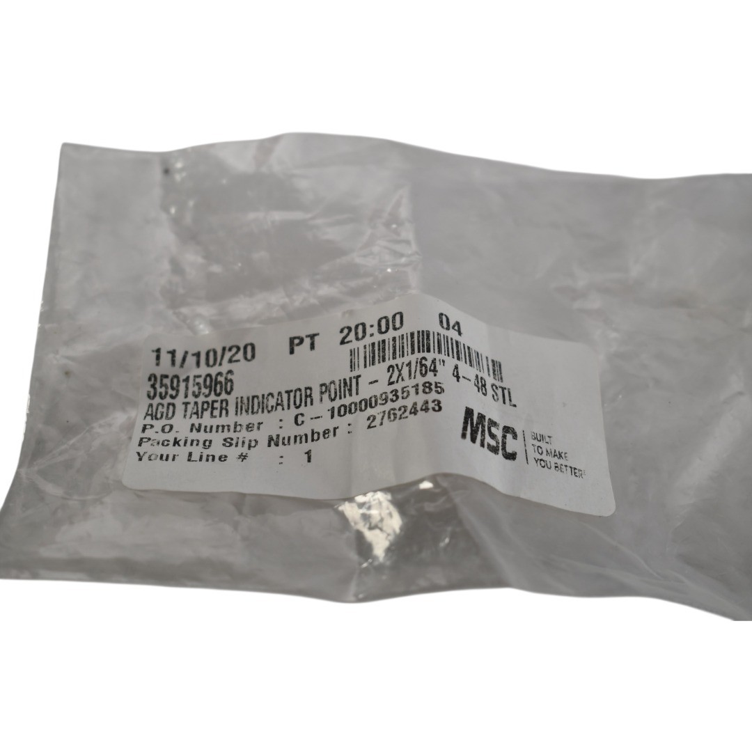 NEW SPI 35915966 AGD Taper Indicator Point 2in 4-48 Steel 1/64 Diam