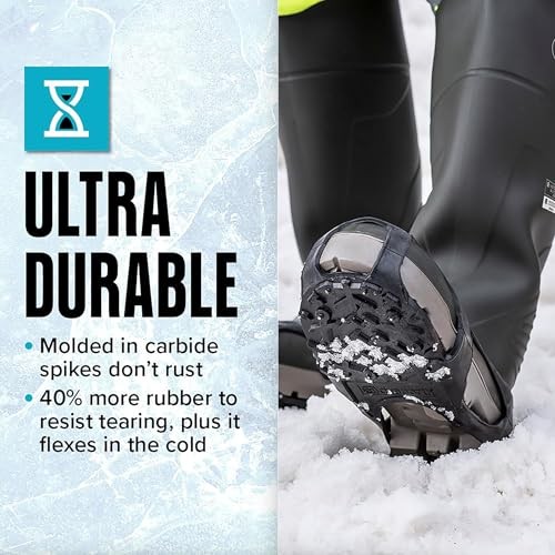 Heavy Duty Ice Cleats for Traction on Snow & Ice - 28 Integrated Medium