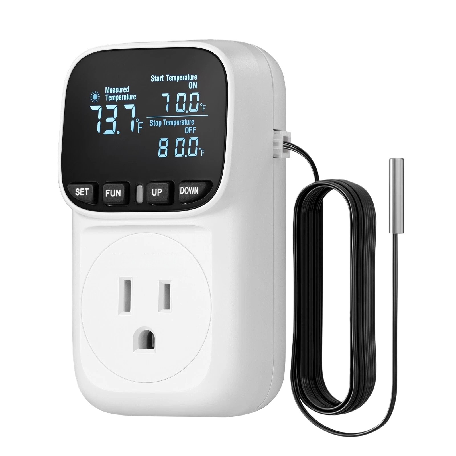 Digital Temperature Controller 16A Power Thermostat Outlet For Heating Cooling