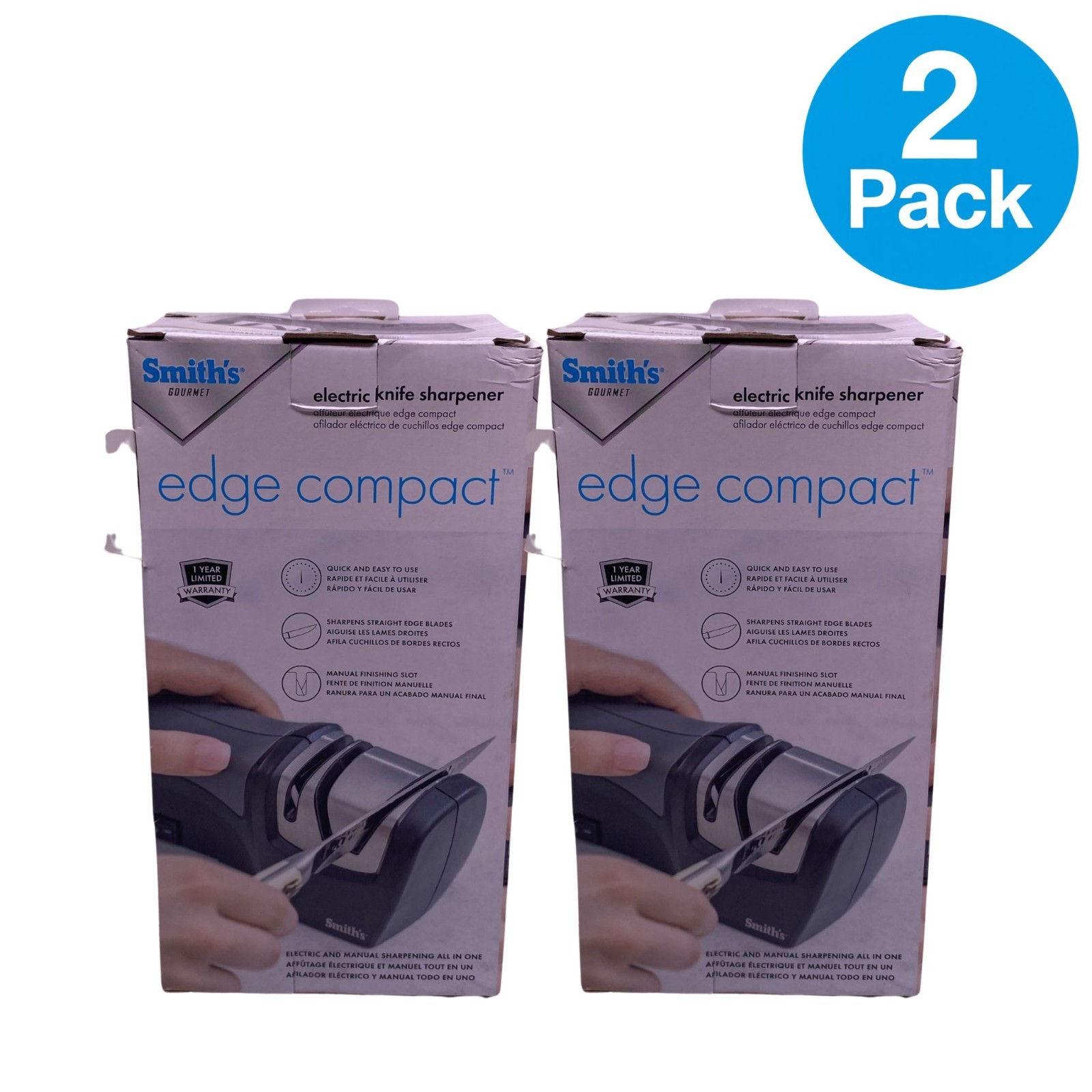 Smith’s Electric Knife Sharpener Edge Compact 2 Pack New