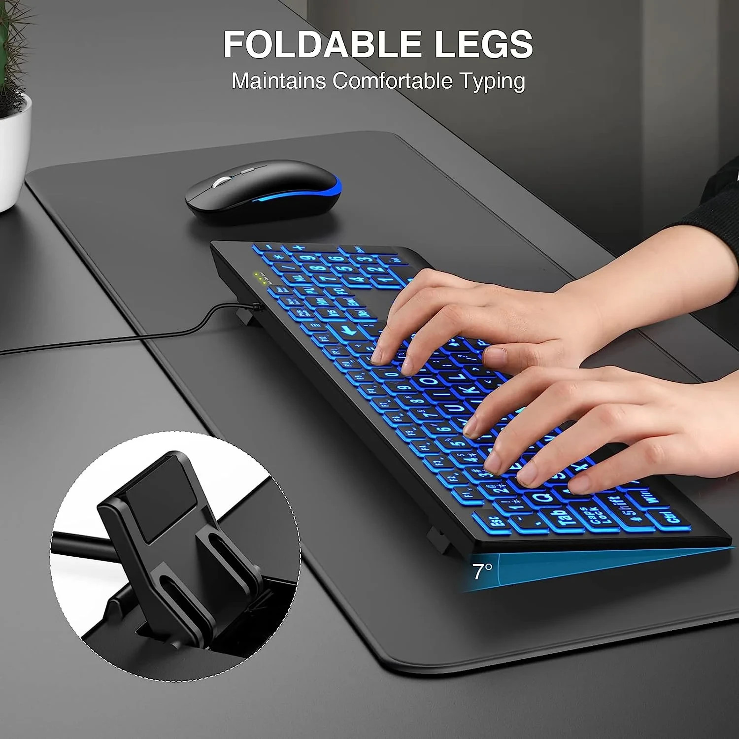 Sablute LD-135KB113 Large-Print ARGB Keyboard – USB Wired, Backlit, Easy-to-Read