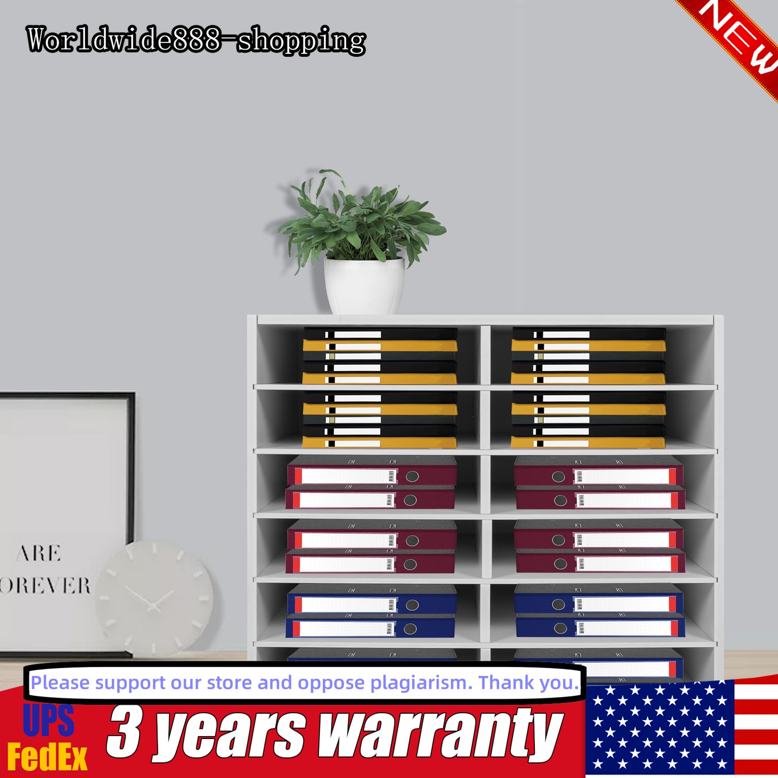12Compartments Literature Organizer File Sorter Mail Center Holder Paper Cabinet
